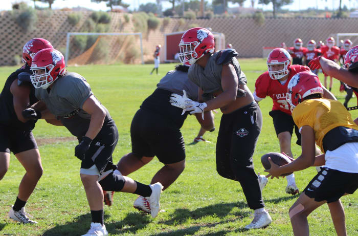 More 'search and destroy" for Paki Finau at practice.